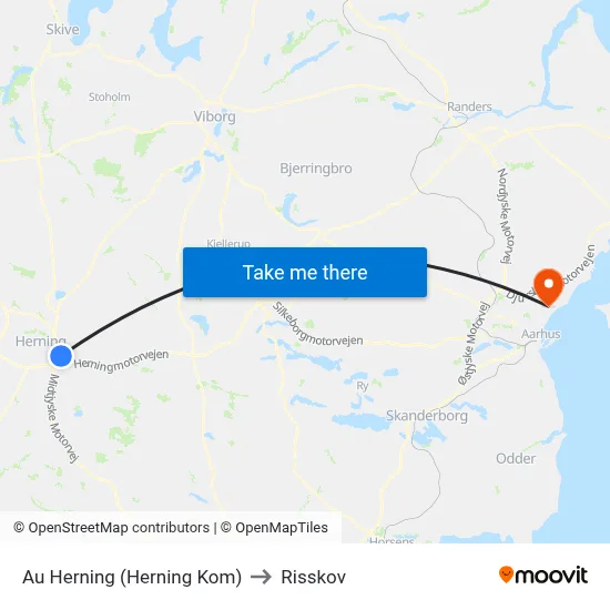 Au Herning (Herning Kom) to Risskov map