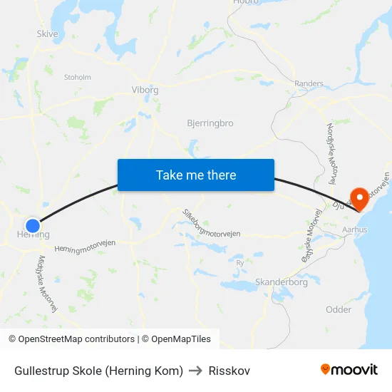 Gullestrup Skole (Herning Kom) to Risskov map