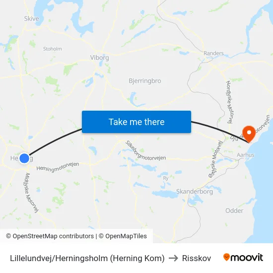 Lillelundvej/Herningsholm (Herning Kom) to Risskov map