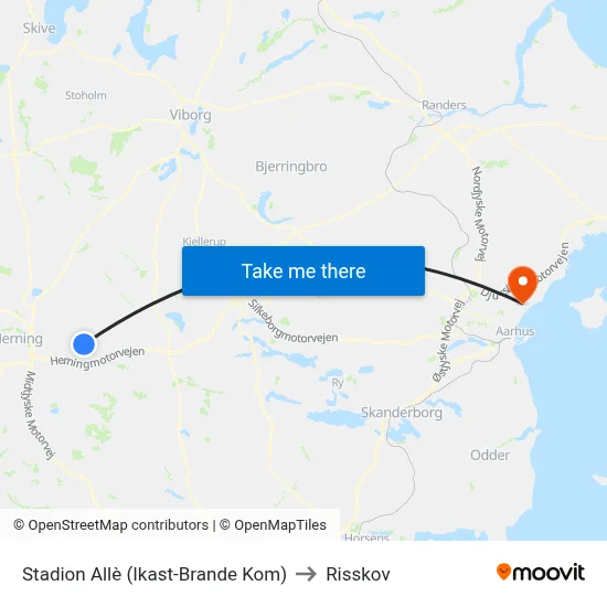 Stadion Allè (Ikast-Brande Kom) to Risskov map