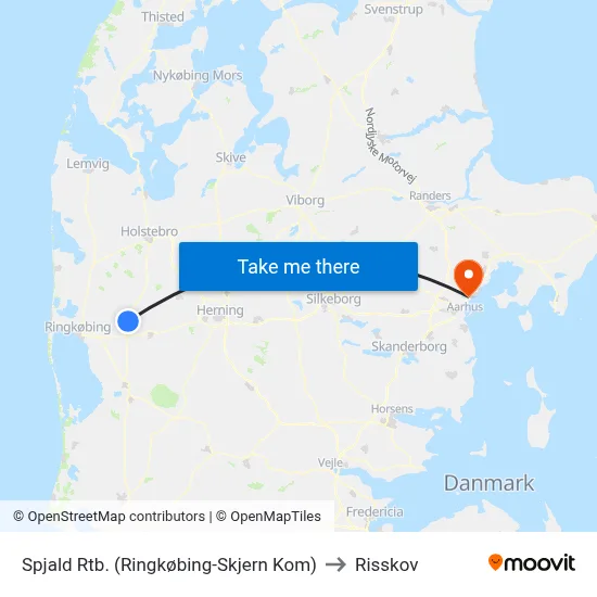 Spjald Rtb. (Ringkøbing-Skjern Kom) to Risskov map