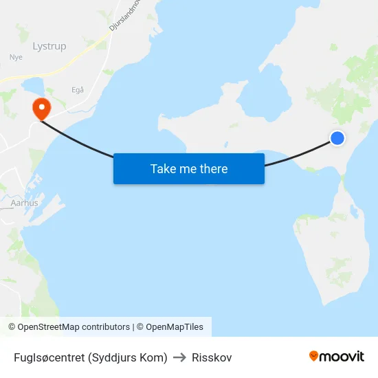 Fuglsøcentret (Syddjurs Kom) to Risskov map