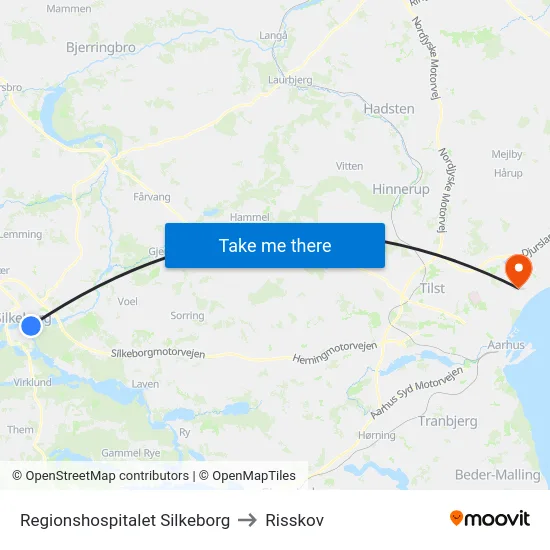Regionshospitalet Silkeborg to Risskov map