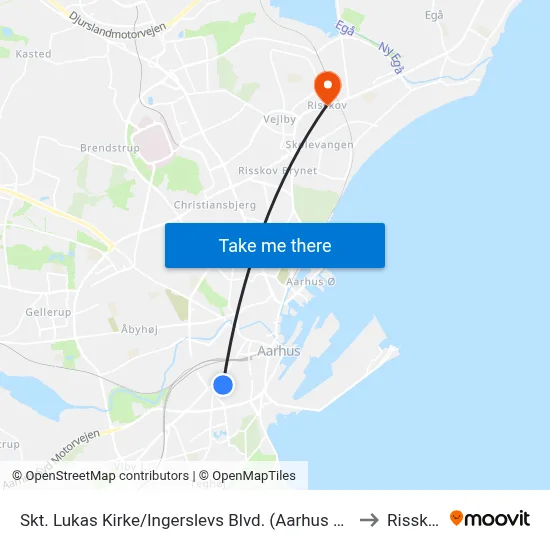 Skt. Lukas Kirke/Ingerslevs Blvd. (Aarhus Kom) to Risskov map