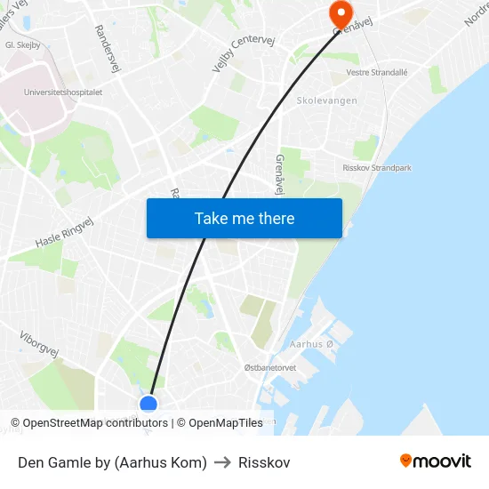 Den Gamle by (Aarhus Kom) to Risskov map
