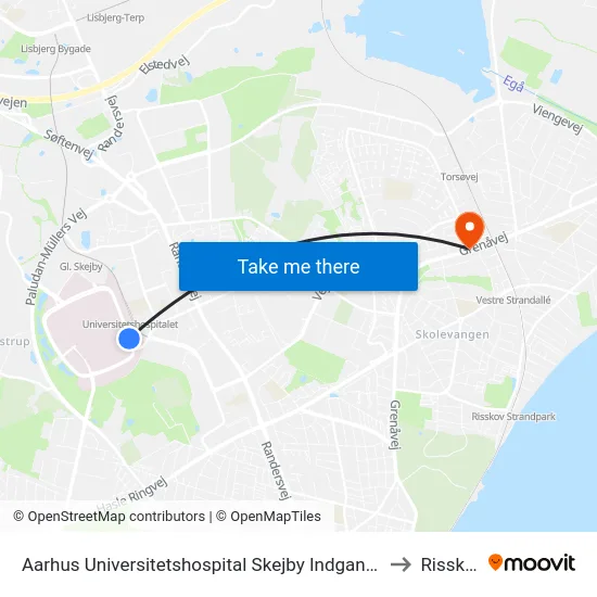 Aarhus Universitetshospital Skejby Indgang E/F to Risskov map