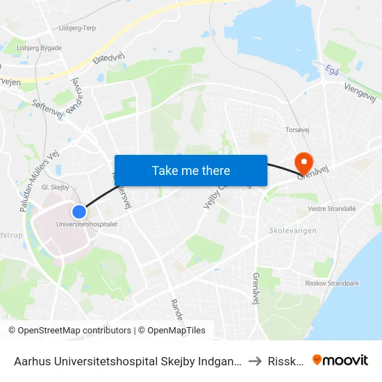 Aarhus Universitetshospital Skejby Indgang G to Risskov map