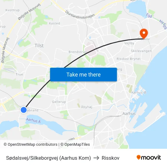 Sødalsvej/Silkeborgvej (Aarhus Kom) to Risskov map