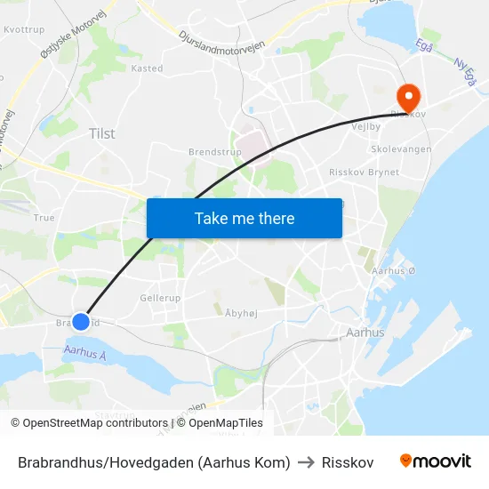 Brabrandhus/Hovedgaden (Aarhus Kom) to Risskov map