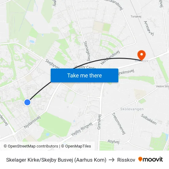 Skelager Kirke/Skejby Busvej (Aarhus Kom) to Risskov map