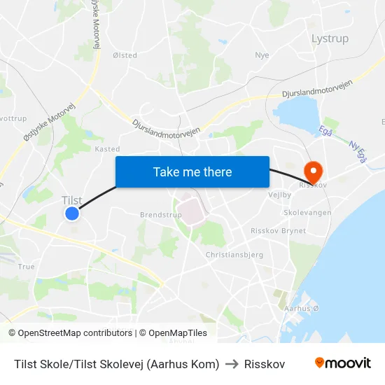 Tilst Skole/Tilst Skolevej (Aarhus Kom) to Risskov map
