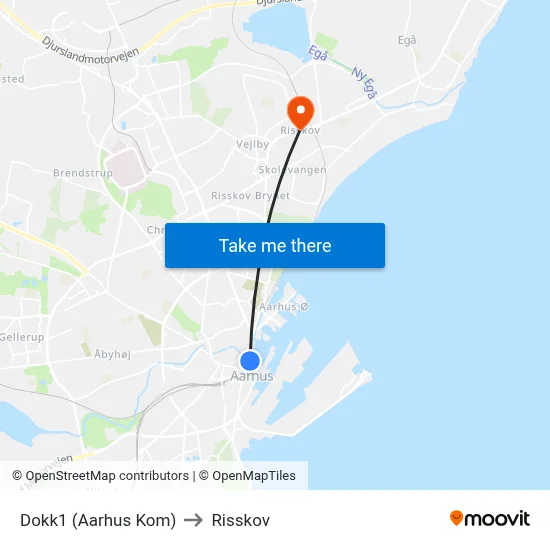 Dokk1 (Aarhus Kom) to Risskov map