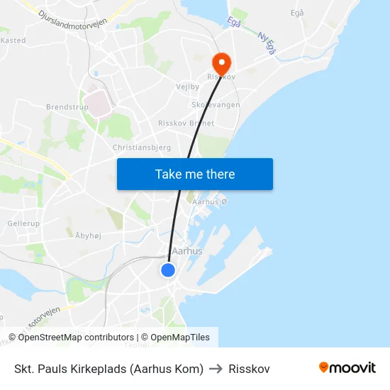 Skt. Pauls Kirkeplads (Aarhus Kom) to Risskov map