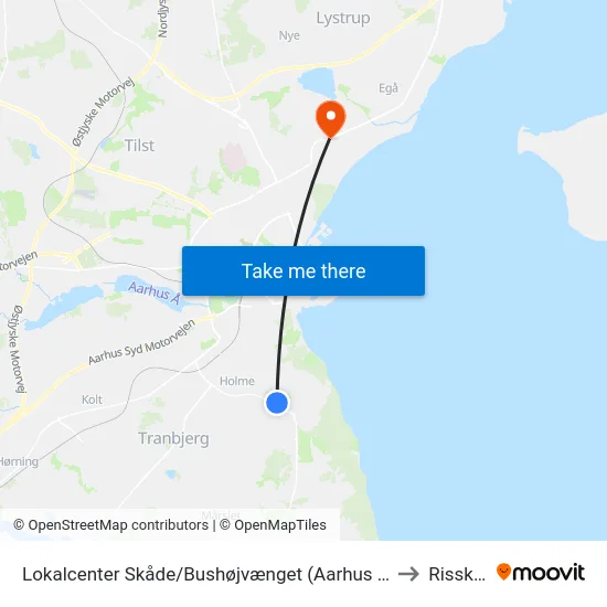 Lokalcenter Skåde/Bushøjvænget (Aarhus Kom) to Risskov map