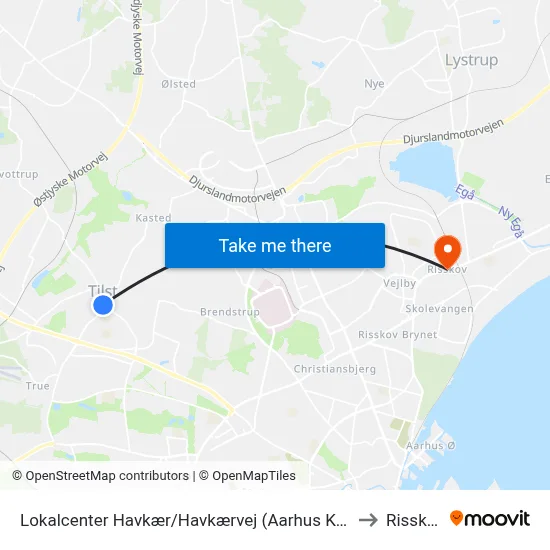 Lokalcenter Havkær/Havkærvej (Aarhus Kom) to Risskov map