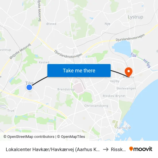 Lokalcenter Havkær/Havkærvej (Aarhus Kom) to Risskov map