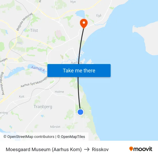 Moesgaard Museum (Aarhus Kom) to Risskov map