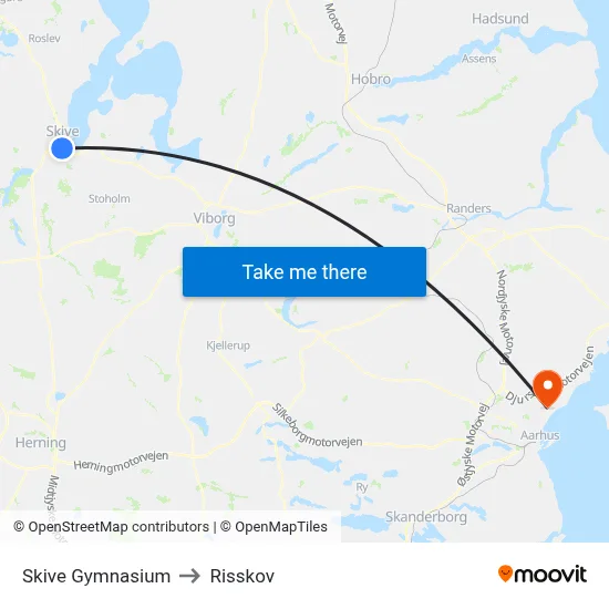 Skive Gymnasium to Risskov map