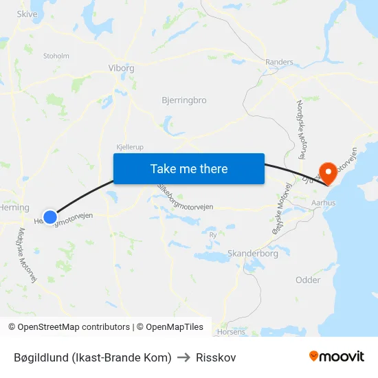 Bøgildlund (Ikast-Brande Kom) to Risskov map
