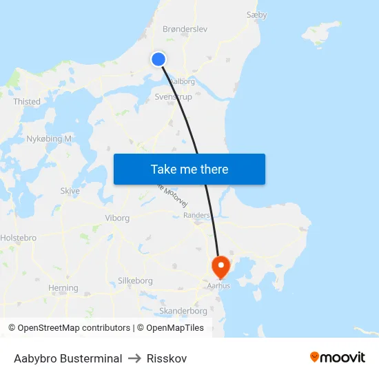 Aabybro Busterminal to Risskov map