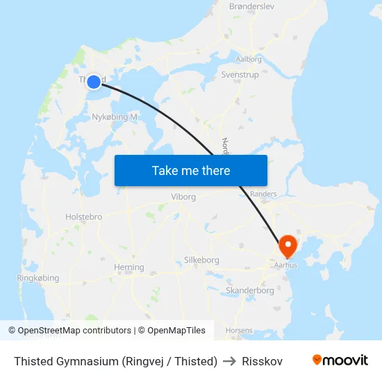 Thisted Gymnasium (Ringvej / Thisted) to Risskov map