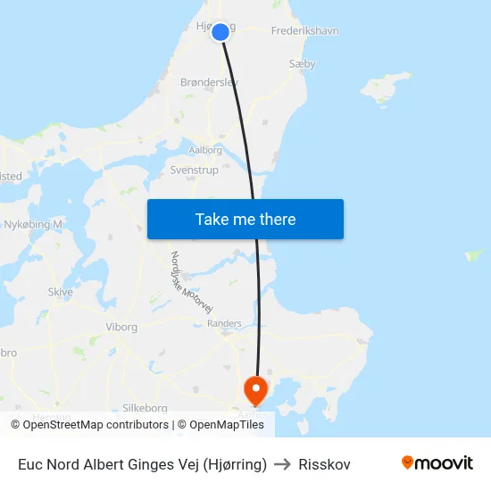 Euc Nord Albert Ginges Vej (Hjørring) to Risskov map
