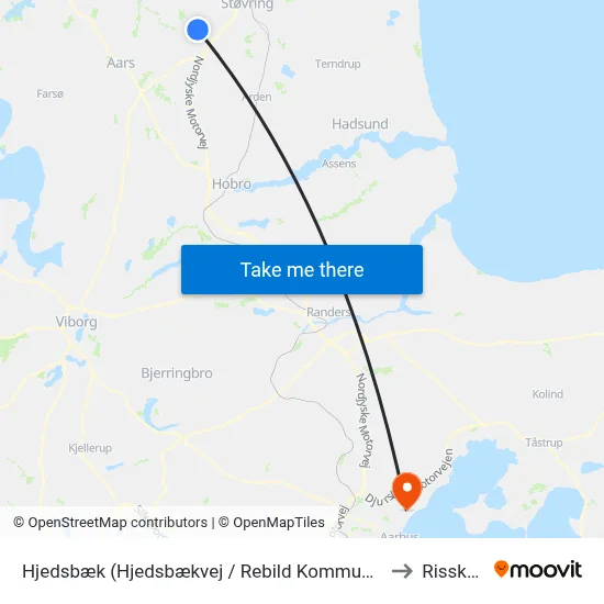 Hjedsbæk (Hjedsbækvej / Rebild Kommune) to Risskov map