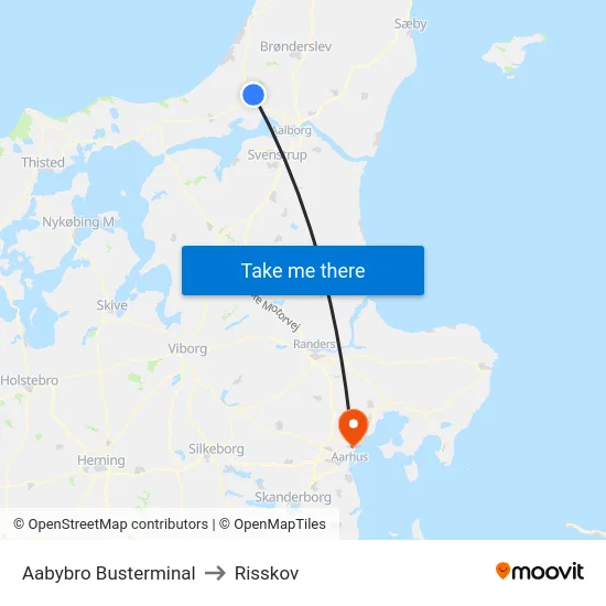 Aabybro Busterminal to Risskov map
