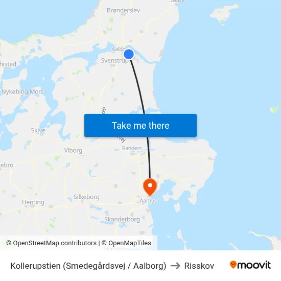 Kollerupstien (Smedegårdsvej / Aalborg) to Risskov map