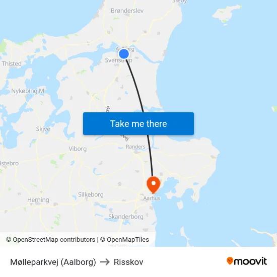 Mølleparkvej (Aalborg) to Risskov map