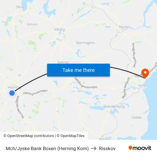 Mch/Jyske Bank Boxen (Herning Kom) to Risskov map