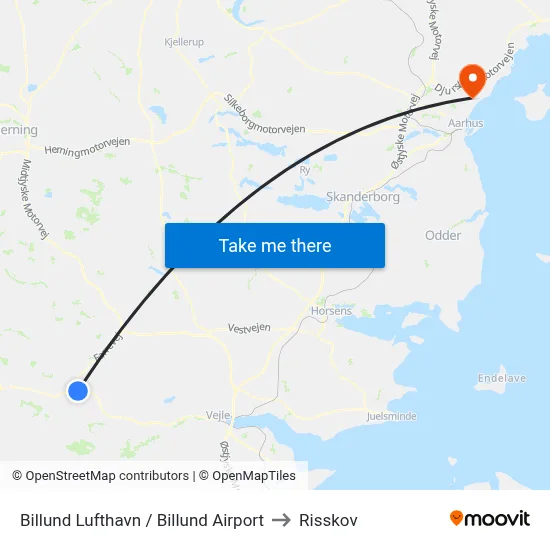 Billund Lufthavn / Billund Airport to Risskov map