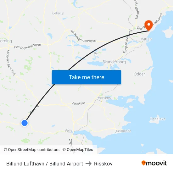 Billund Lufthavn / Billund Airport to Risskov map