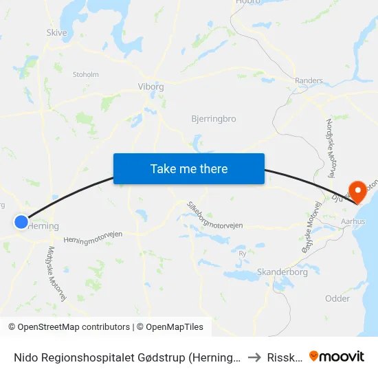 Nido Regionshospitalet Gødstrup (Herning Kom) to Risskov map