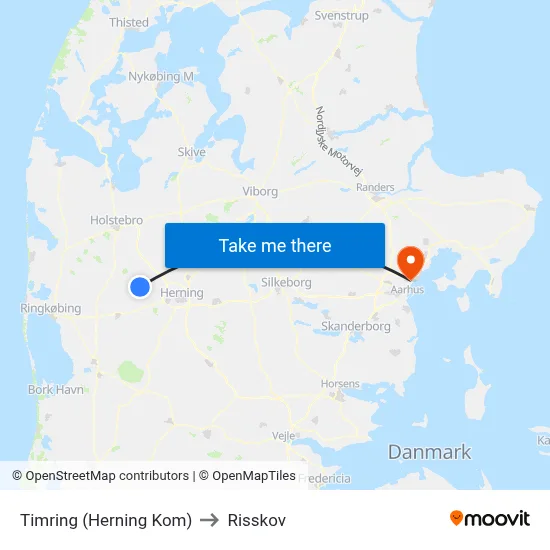 Timring (Herning Kom) to Risskov map
