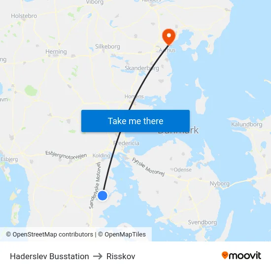 Haderslev Busstation to Risskov map