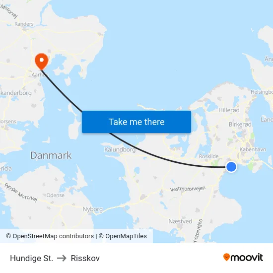 Hundige St. to Risskov map