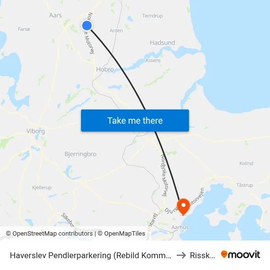Haverslev Pendlerparkering (Rebild Kommune) to Risskov map