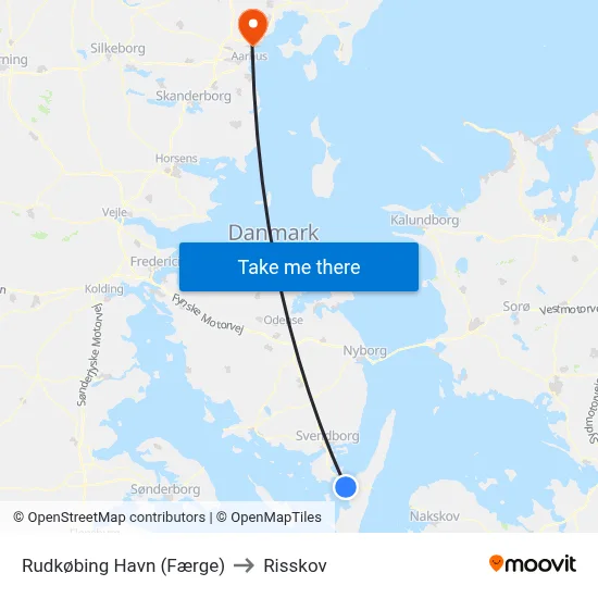 Rudkøbing Havn (Færge) to Risskov map