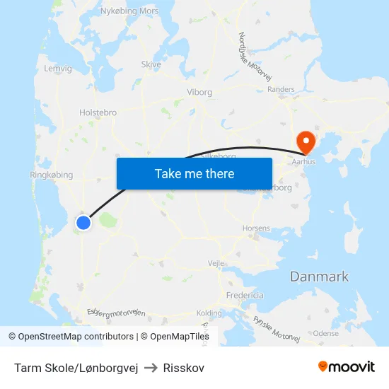 Tarm Skole/Lønborgvej to Risskov map