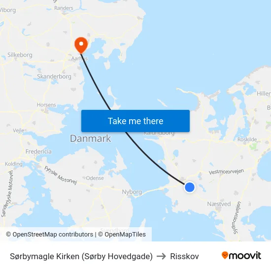 Sørbymagle Kirken (Sørby Hovedgade) to Risskov map