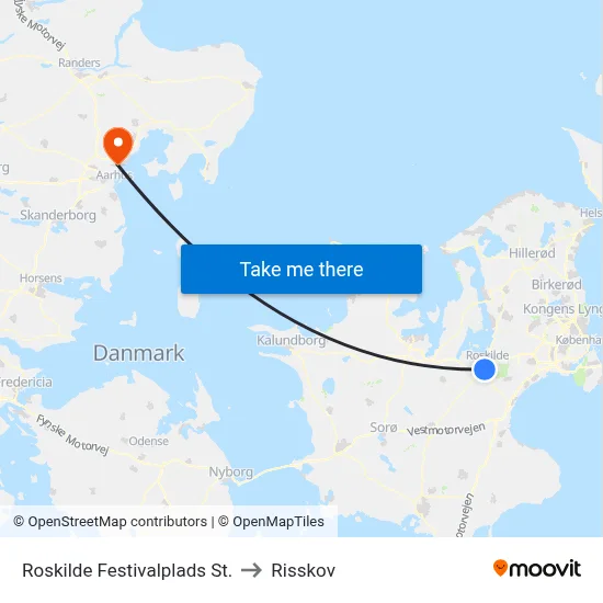 Roskilde Festivalplads St. to Risskov map
