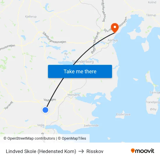 Lindved Skole (Hedensted Kom) to Risskov map