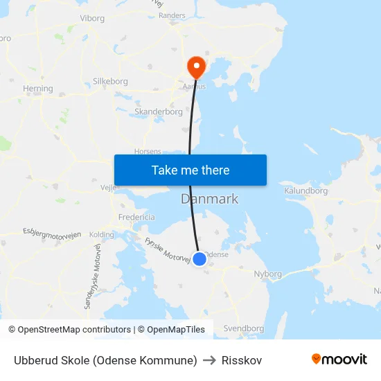 Ubberud Skole (Odense Kommune) to Risskov map