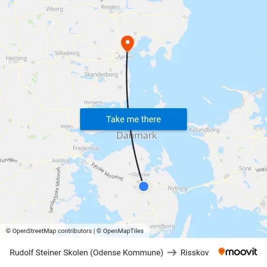 Rudolf Steiner Skolen (Odense Kommune) to Risskov map