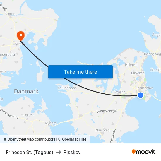Friheden St. (Togbus) to Risskov map