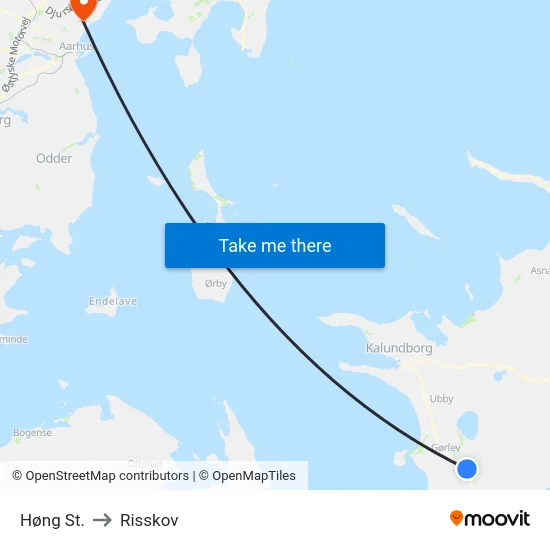 Høng St. to Risskov map