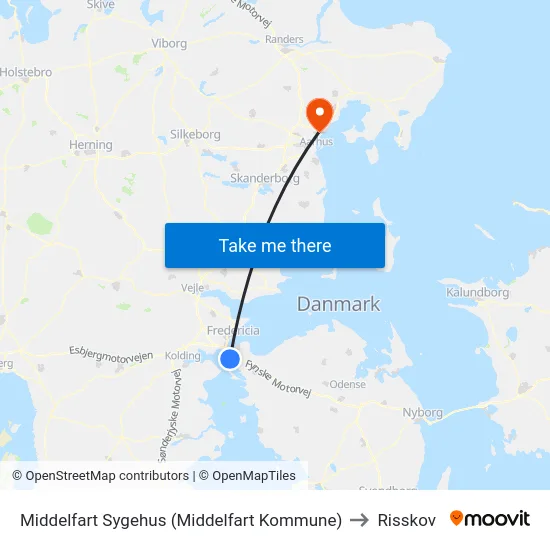 Middelfart Sygehus (Middelfart Kommune) to Risskov map