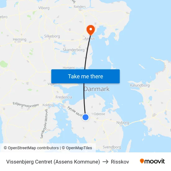 Vissenbjerg Centret (Assens Kommune) to Risskov map