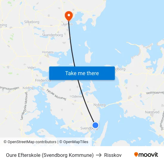 Oure Efterskole (Svendborg Kommune) to Risskov map